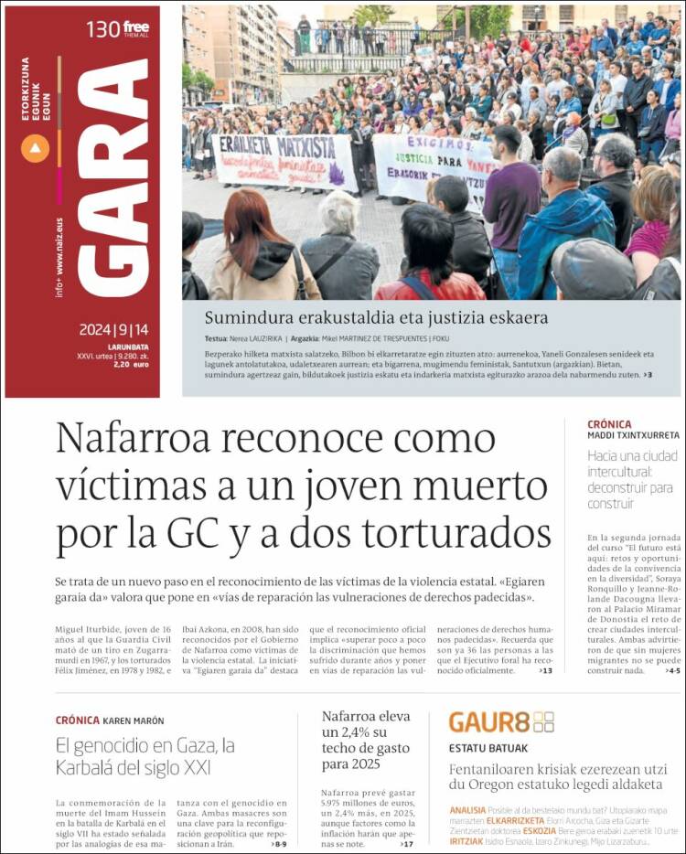 Portada de Gara (España)