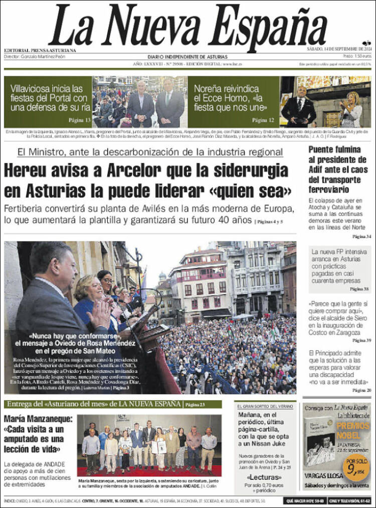 Portada de La Nueva España (España)