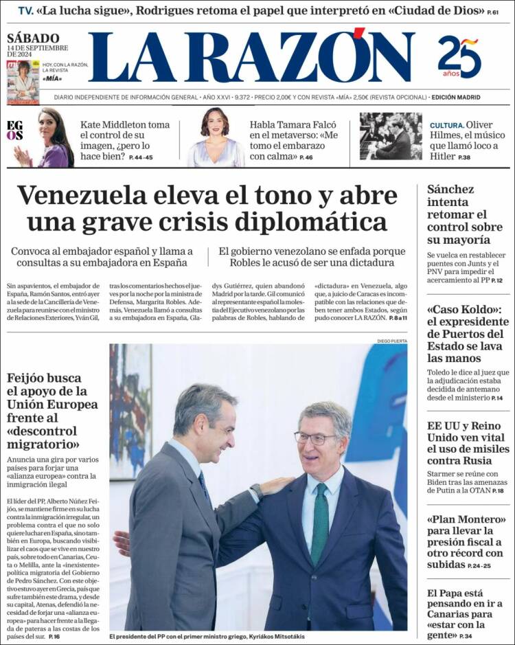 Portada de La Razón (España)