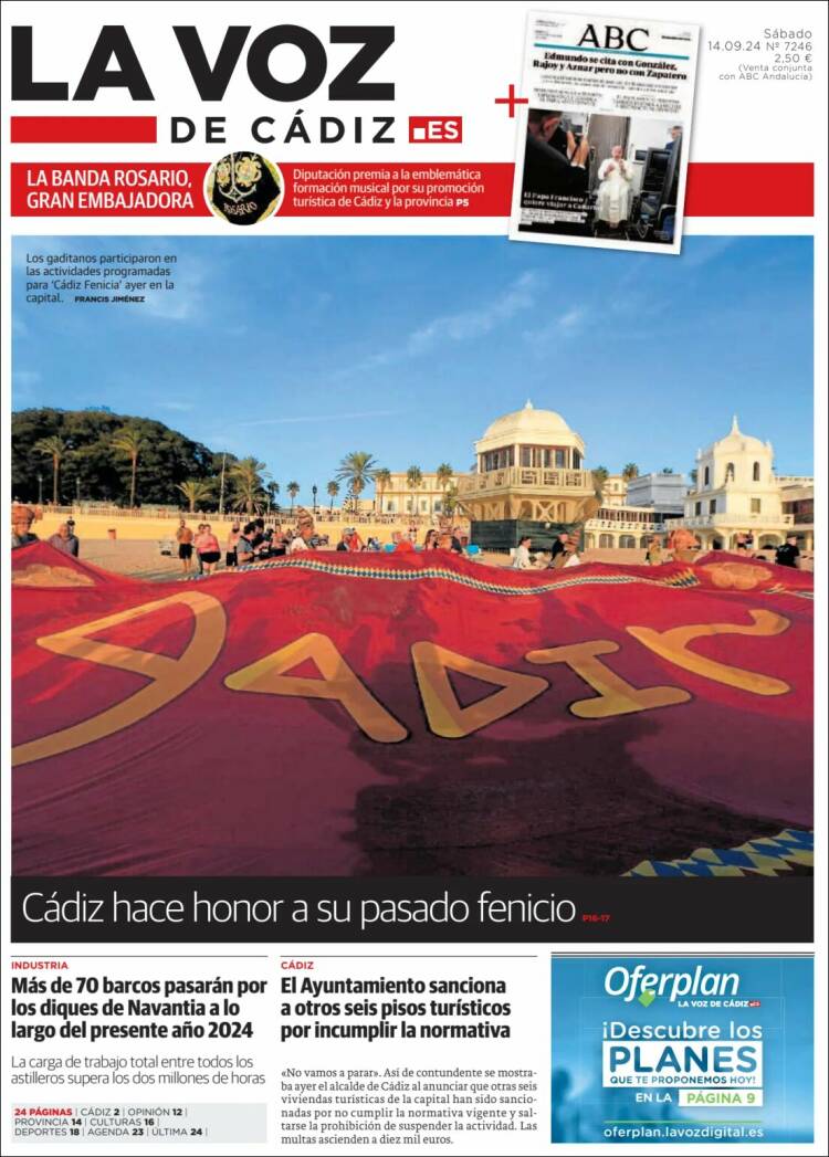 Portada de La Voz de Cádiz (España)