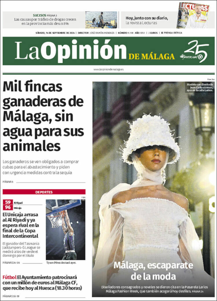 Portada de La Opinión de Málaga (España)