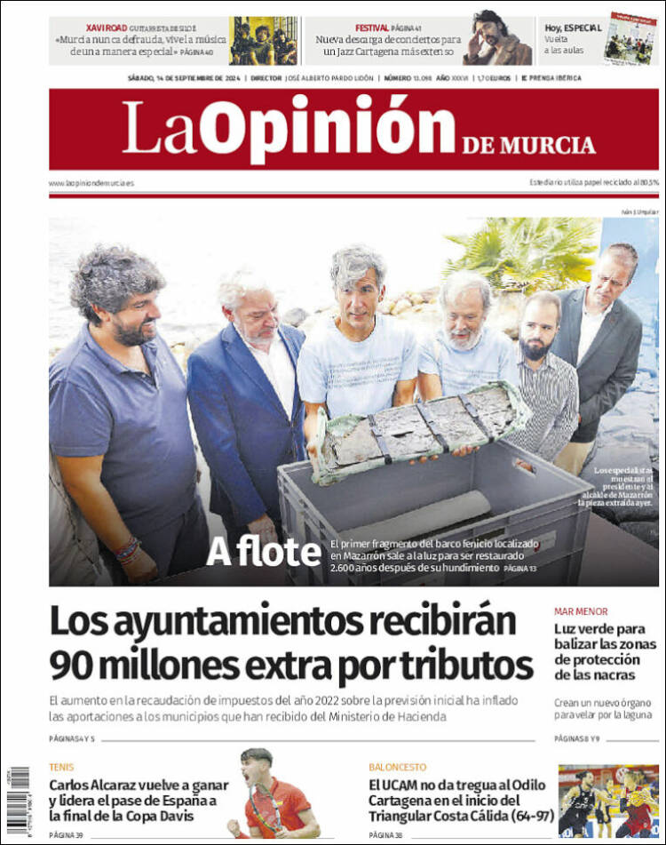 Portada de La Opinión de Murcia (España)