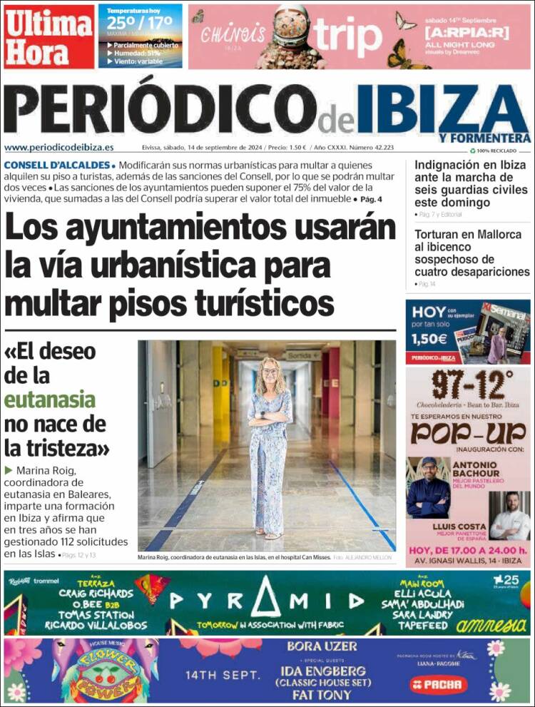 Portada de Periódico de Ibiza (España)