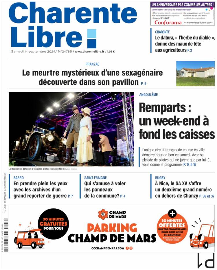 Portada de Charente Libre (Francia)