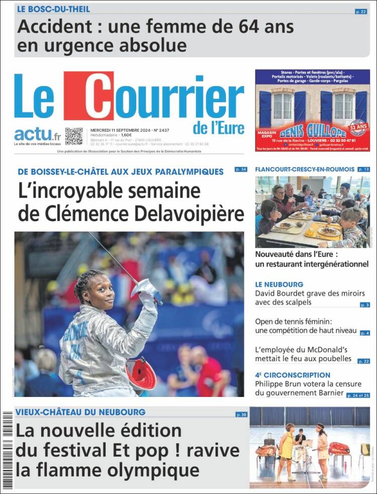 Portada de Le Courrier de l'Ouest (Francia)
