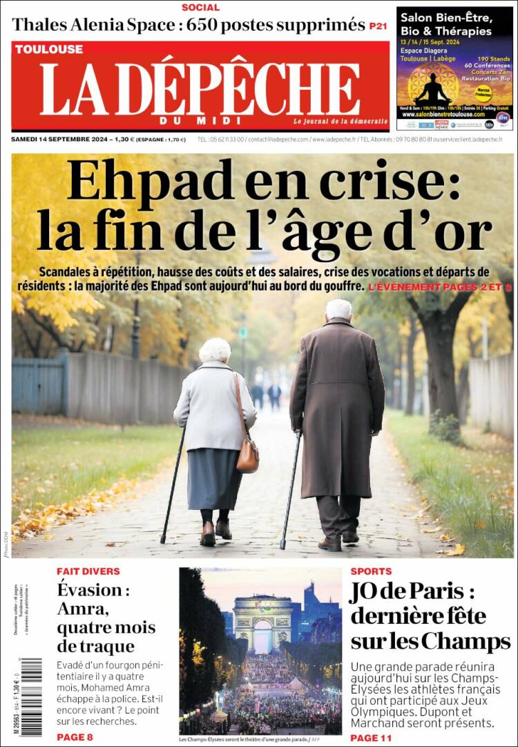 Portada de La Dépêche du Midi (Francia)