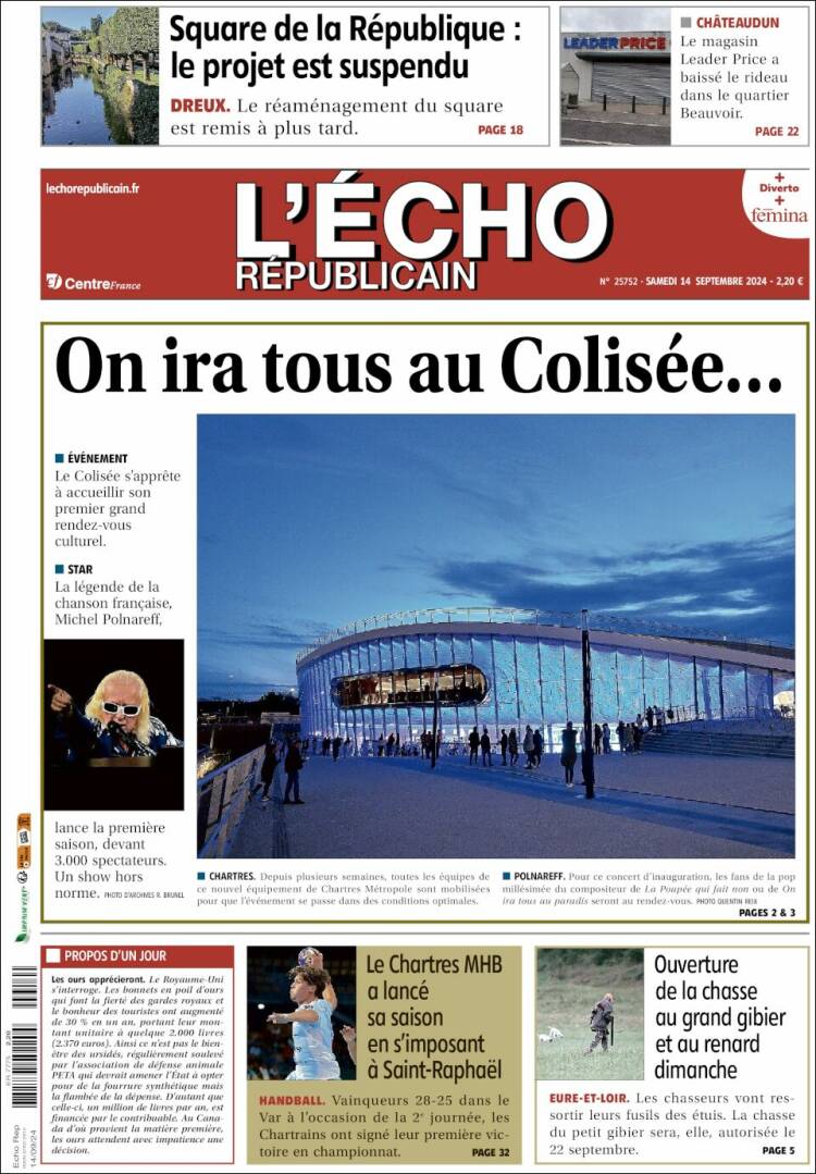 Portada de L'Echo Républicain (Francia)