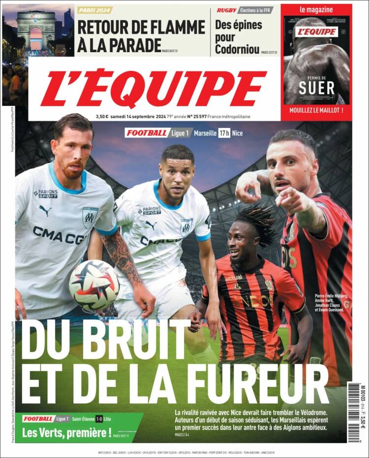 Portada de L'Equipe (Francia)