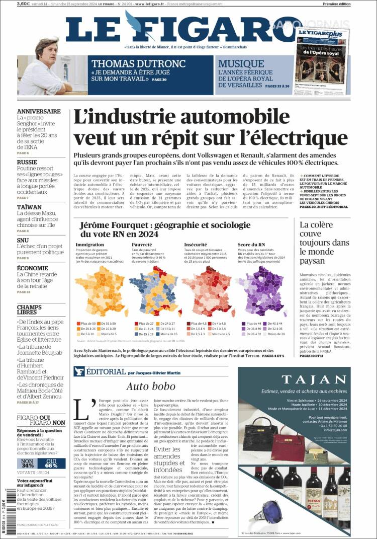 Portada de Le Figaro (Francia)
