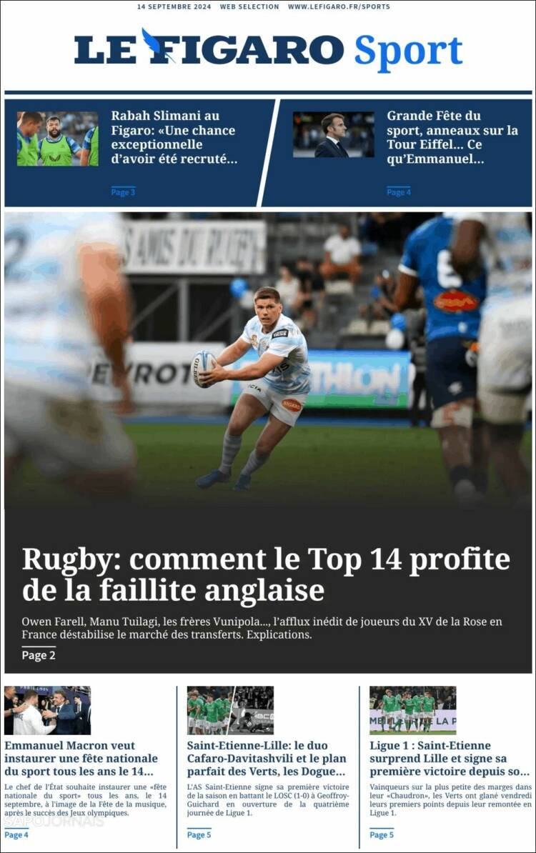 Portada de Le Figaro Sport (Francia)