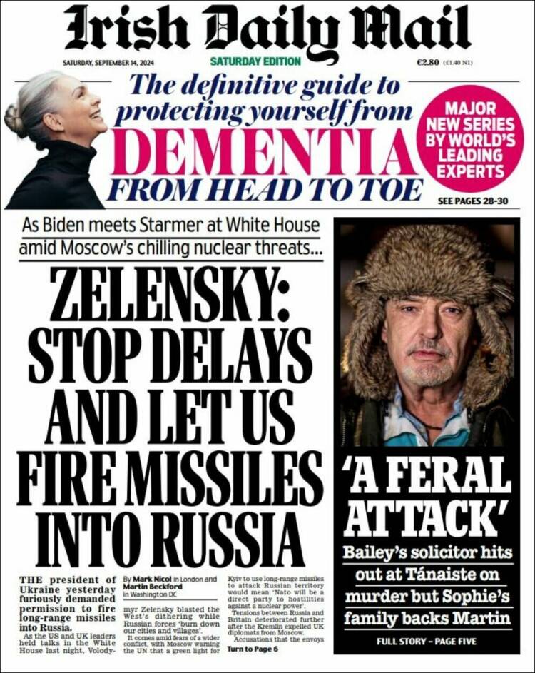 Portada de Irish Daily Mail (Irlanda)