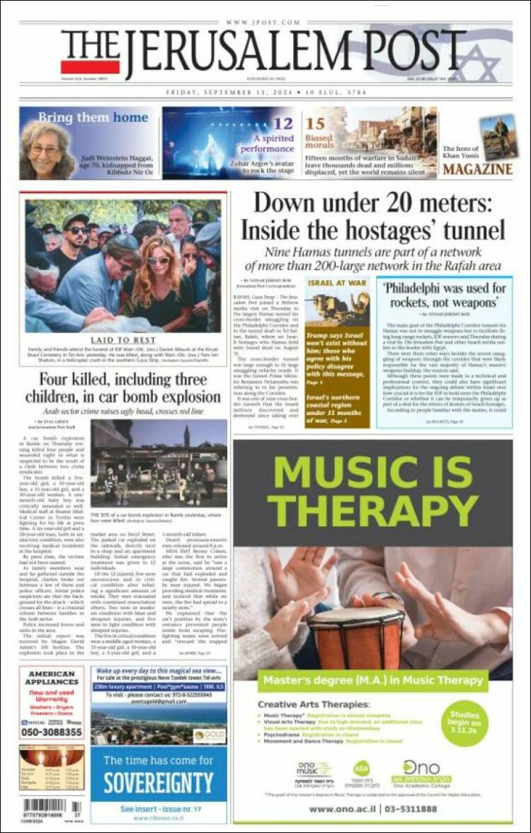 Portada de The Jerusalem Post (Israel)