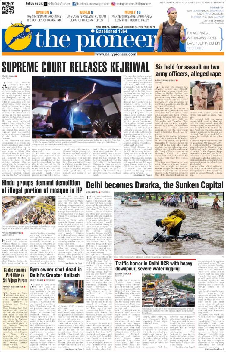 Portada de The Pioneer (India)
