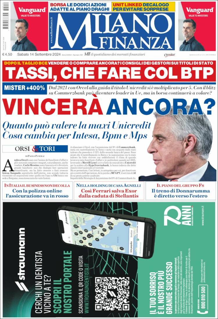 Portada de Milano Finanza (Italia)