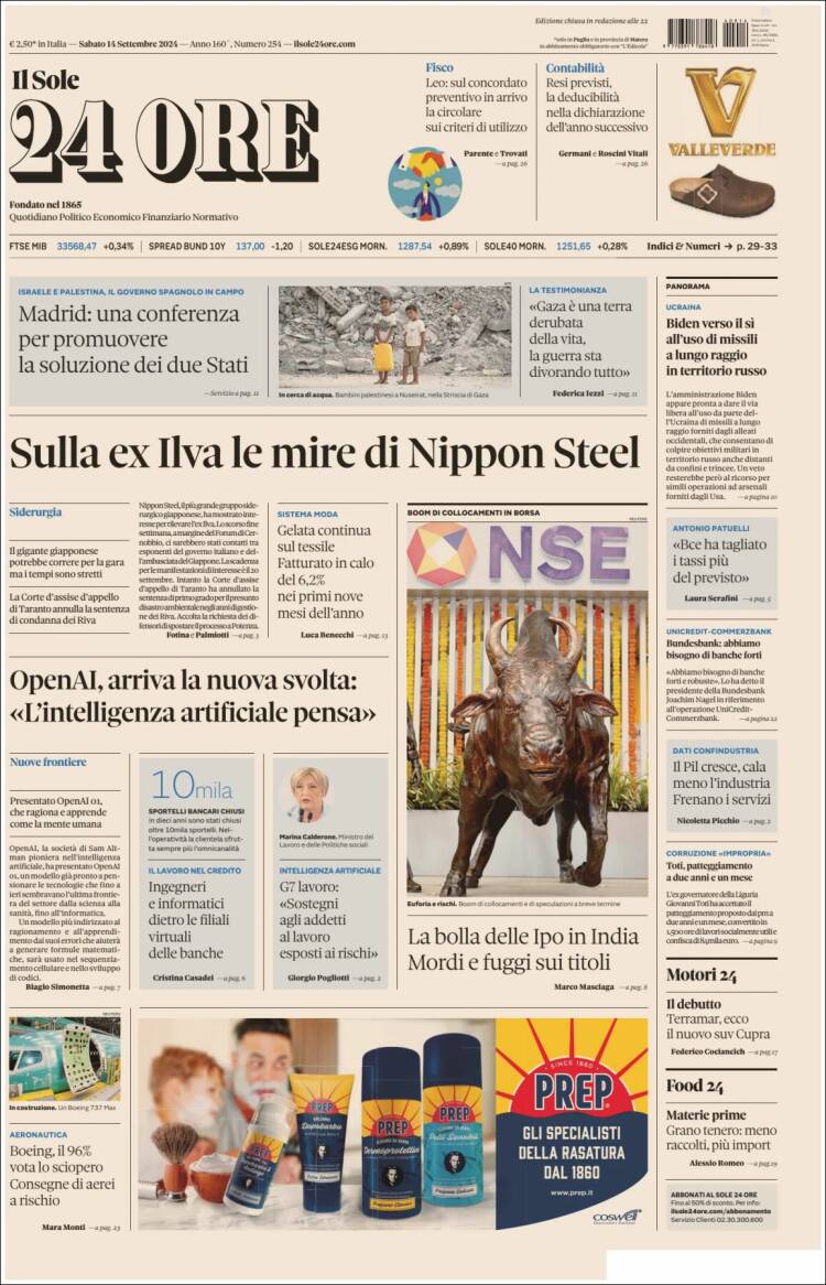 Portada de Il Sole 24 ORE (Italia)