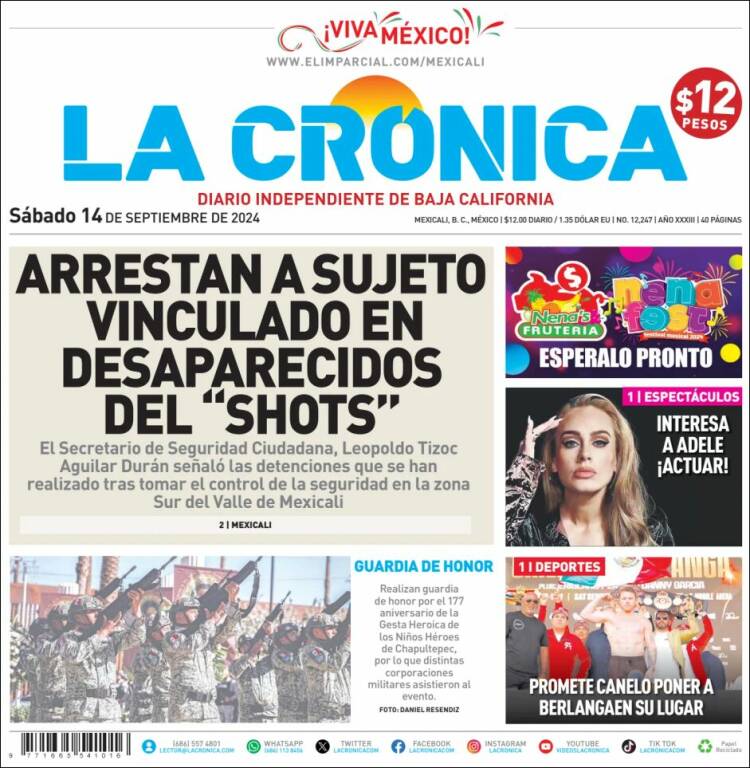 Portada de La Crónica de Baja California (M&eacute;xico)