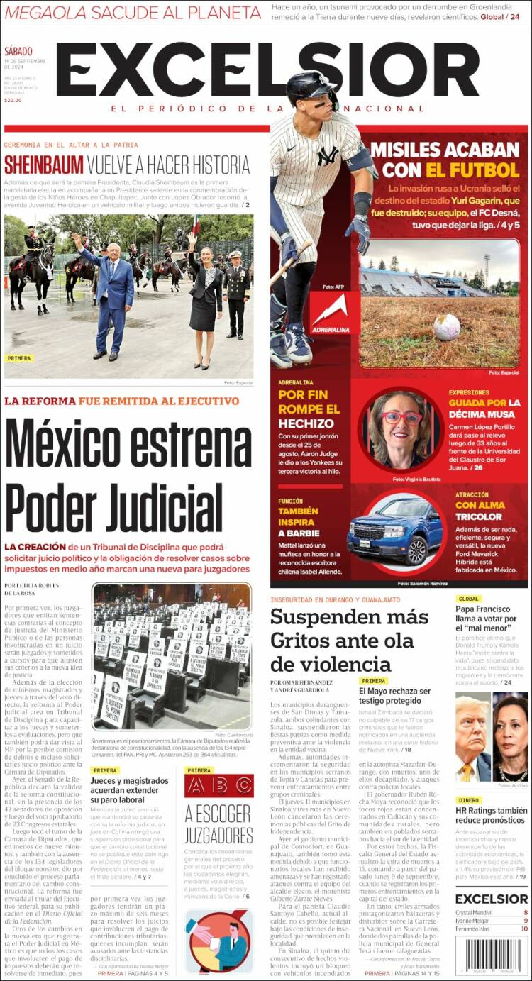 Portada de Excelsior (M&eacute;xico)