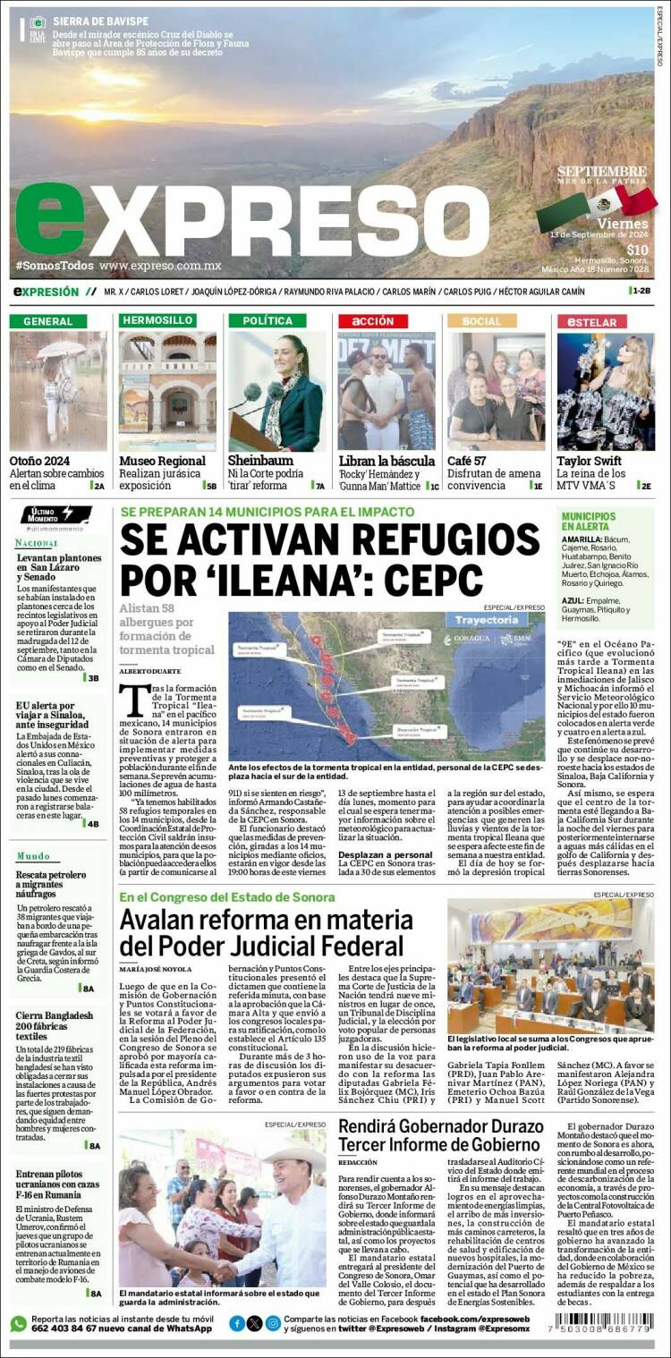 Portada de Expreso (M&eacute;xico)