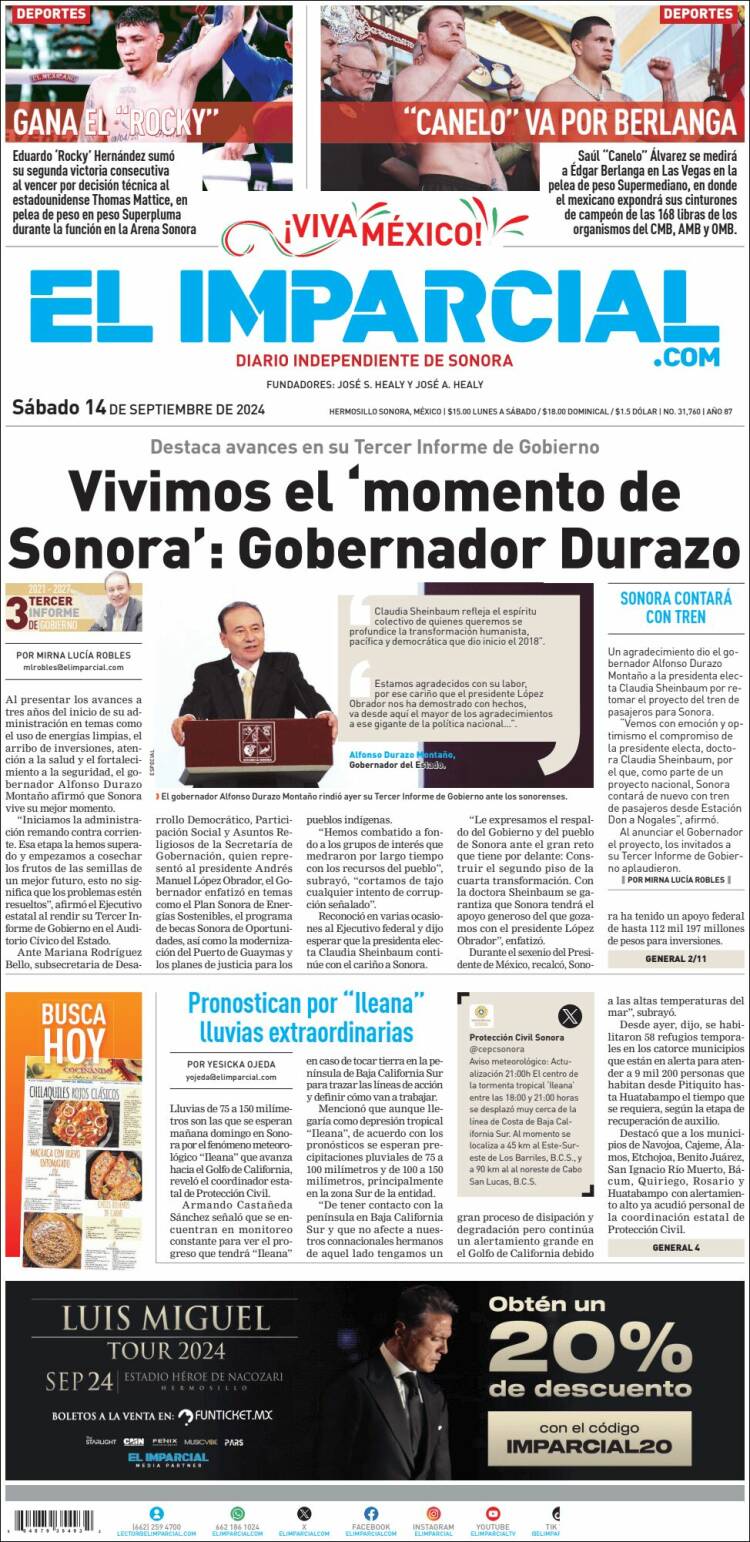 Portada de El Imparcial (M&eacute;xico)