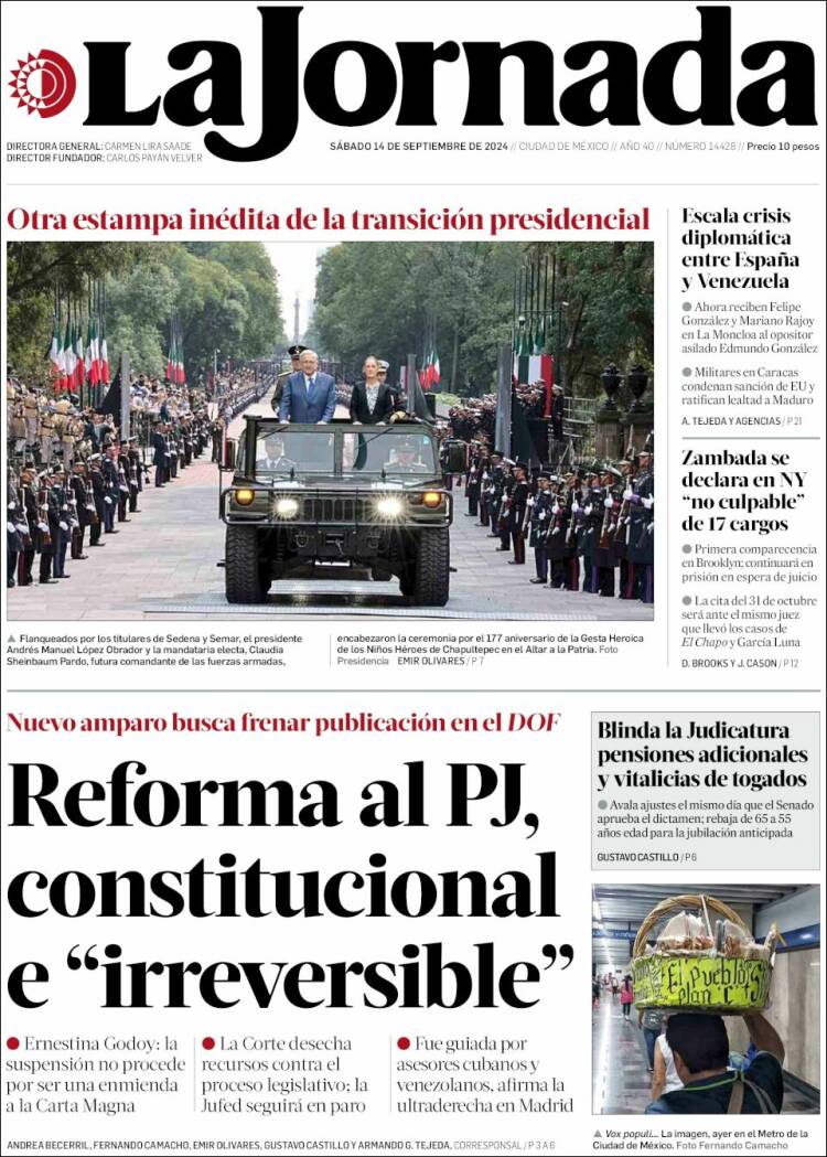 Portada de La Jornada (M&eacute;xico)