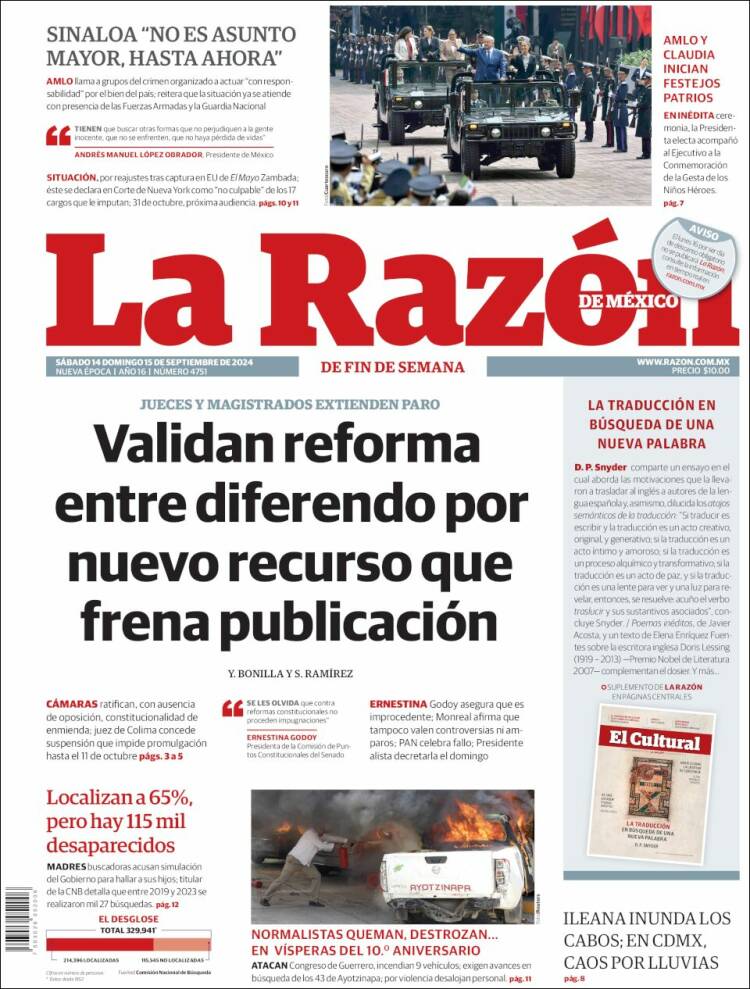 Portada de La Razón (M&eacute;xico)