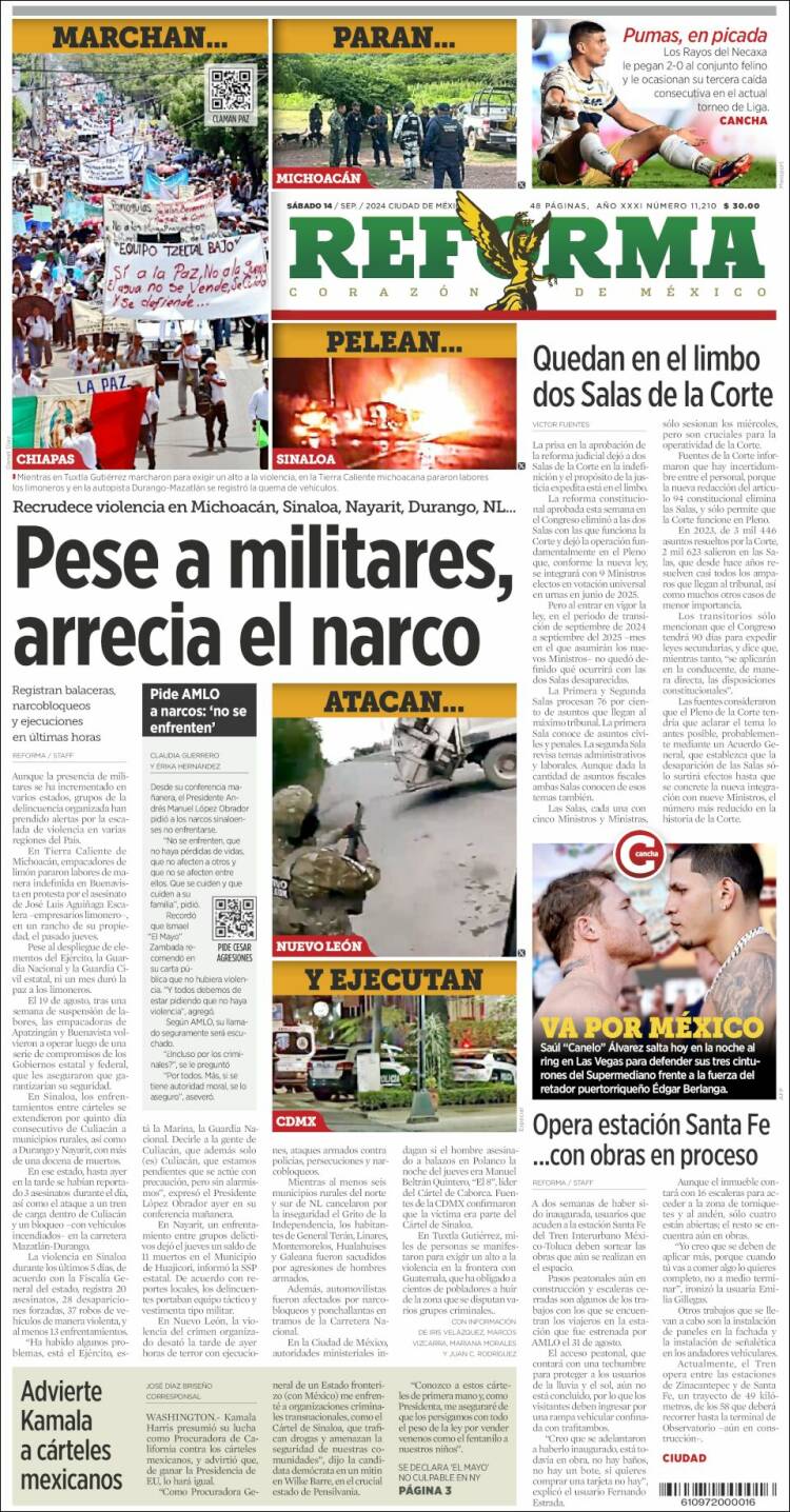 Portada de Reforma (M&eacute;xico)