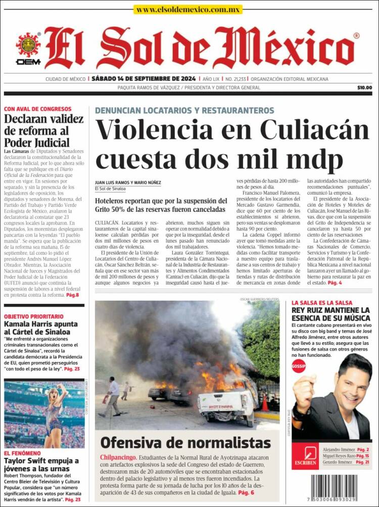Portada de El Sol de México (M&eacute;xico)