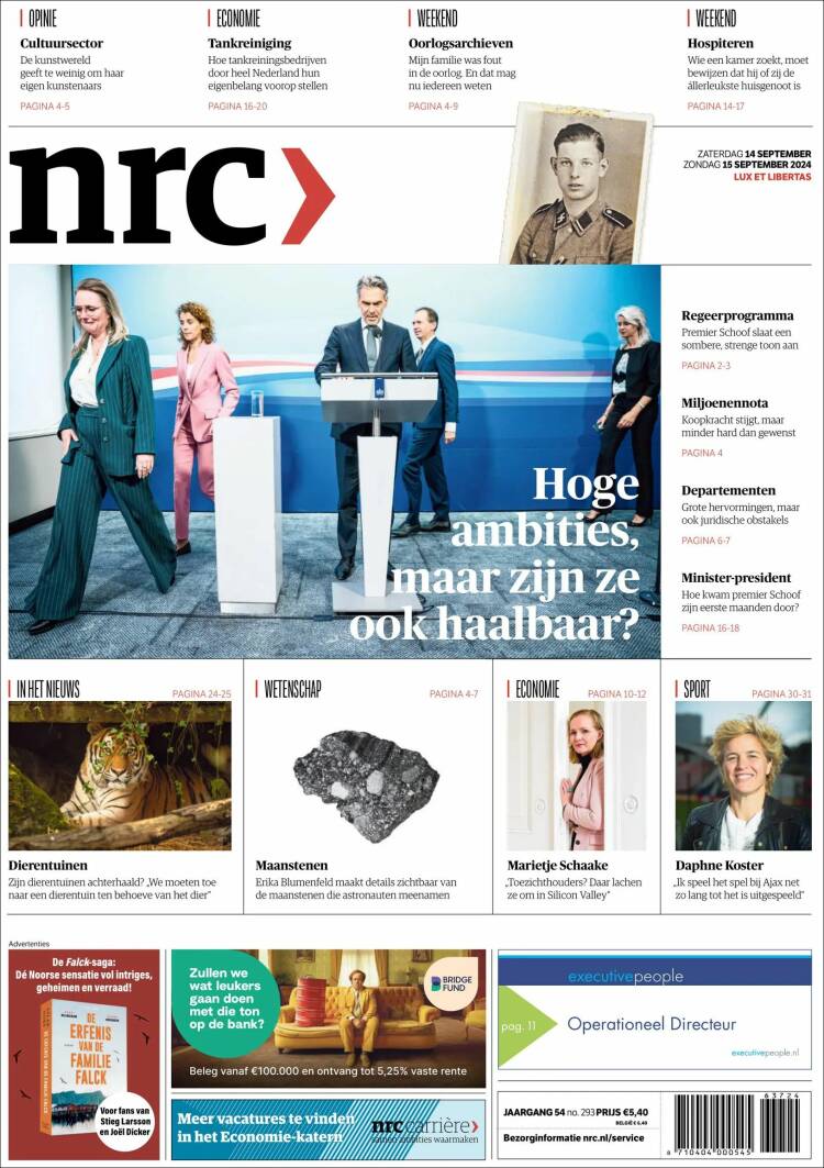 Portada de NRC Handelsblad (Pa&iacute;ses Bajos)
