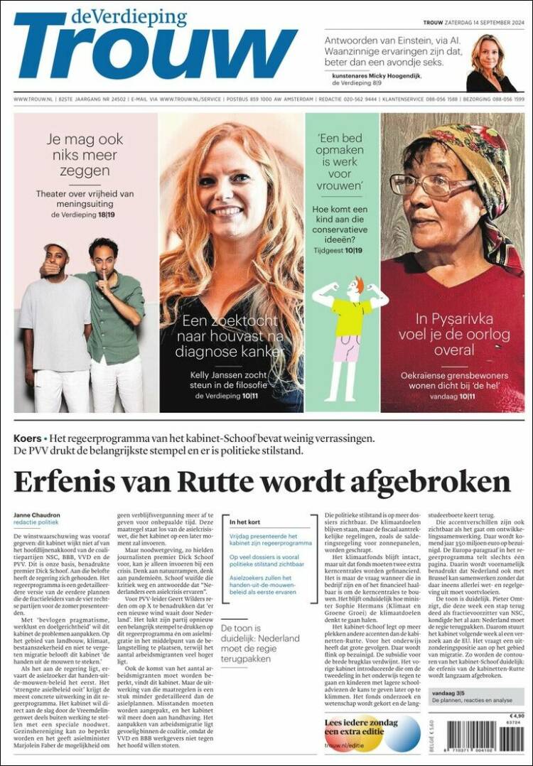 Portada de Trouw (Pa&iacute;ses Bajos)