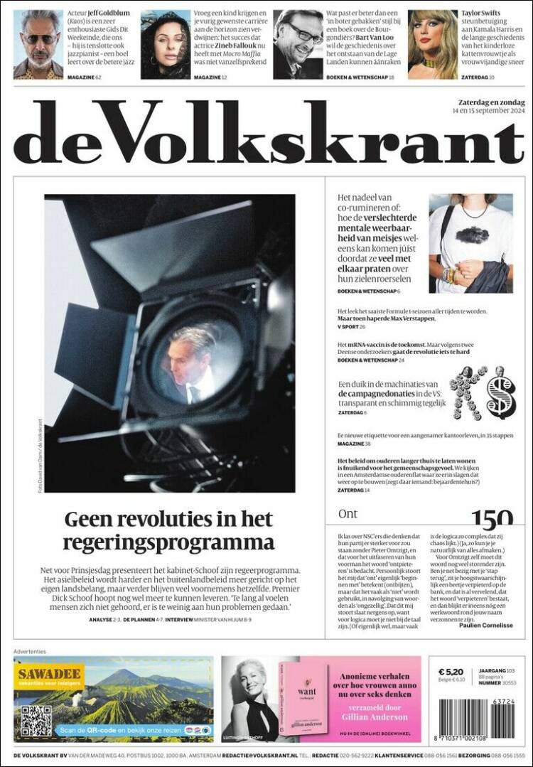 Portada de De Volkskrant (Pa&iacute;ses Bajos)
