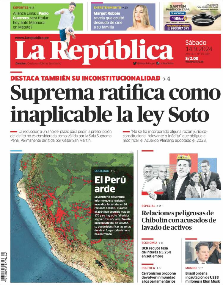 Portada de La Republica (Per&uacute;)