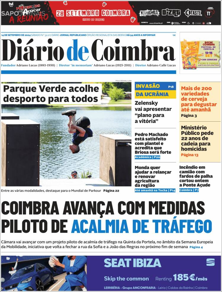 Portada de Diário de Coimbra (Portugal)
