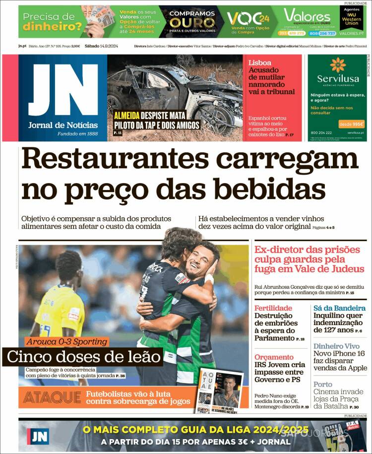 Portada de Jornal de Notícias (Portugal)