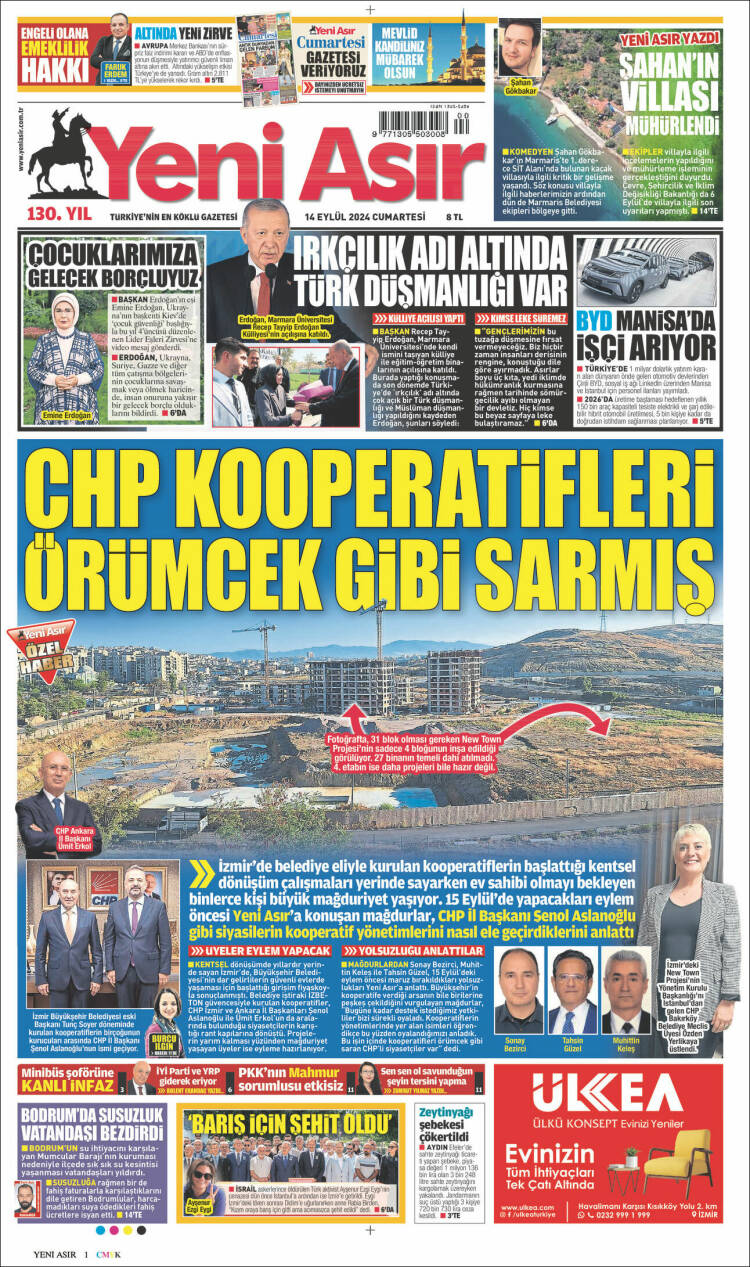 Portada de Yeni Asır (Turqu&iacute;a)