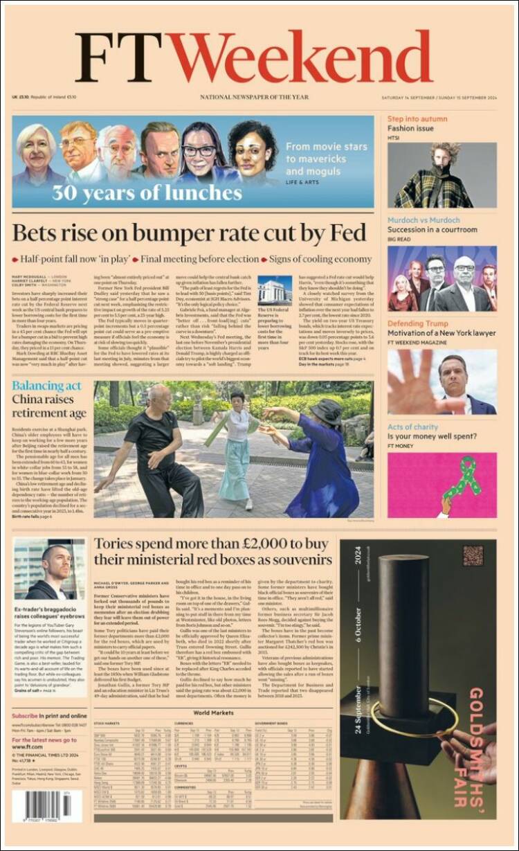 Portada de Financial Times (Reino Unido)