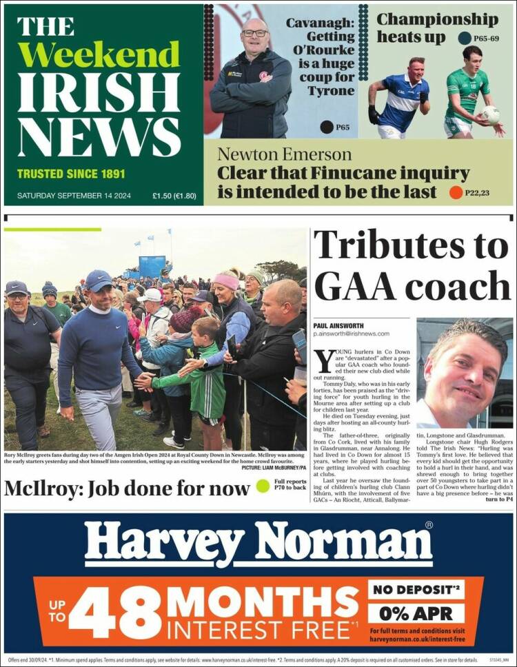 Portada de Irish News (Reino Unido)