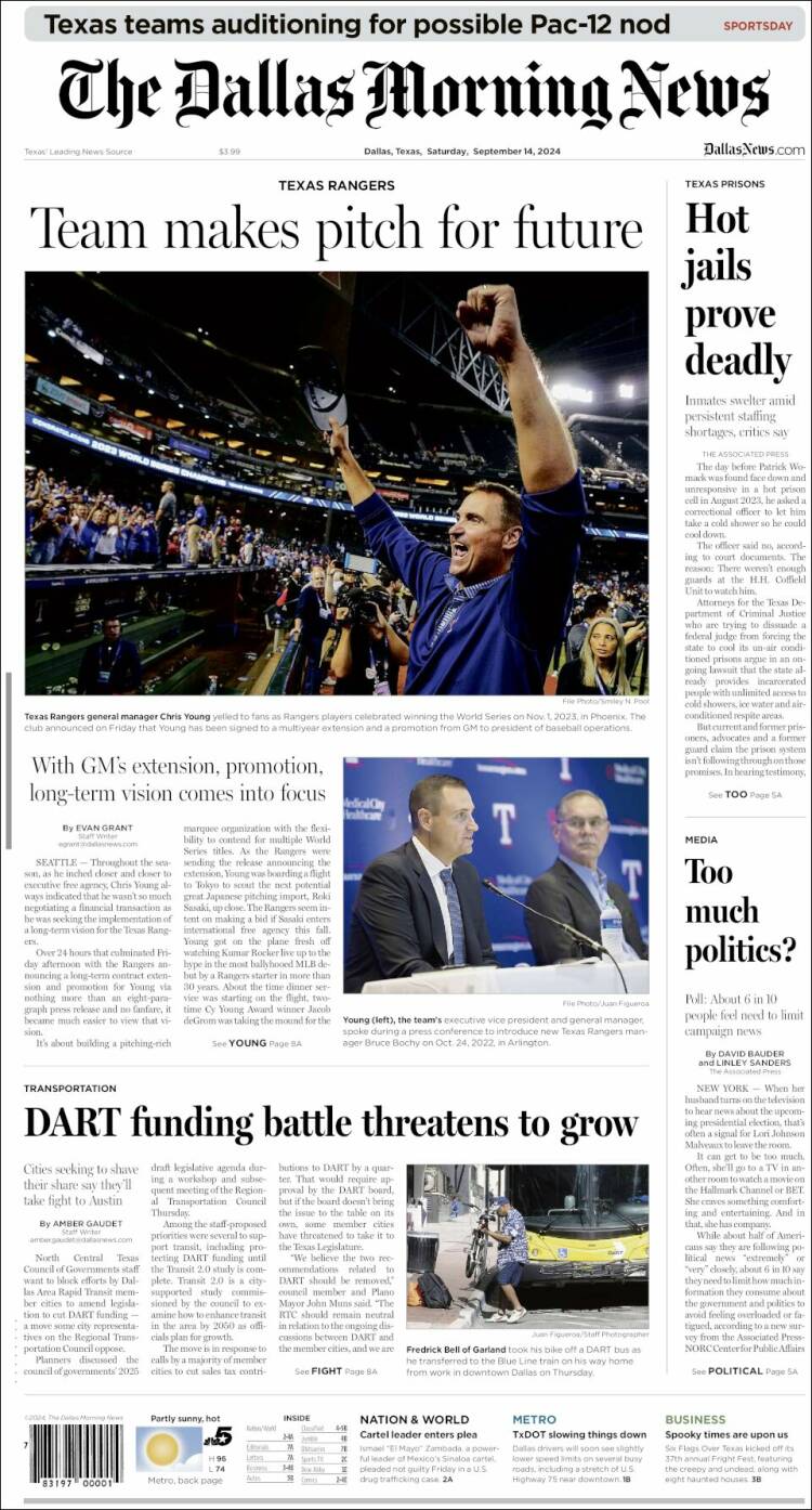 Portada de Dallas Morning News (USA)