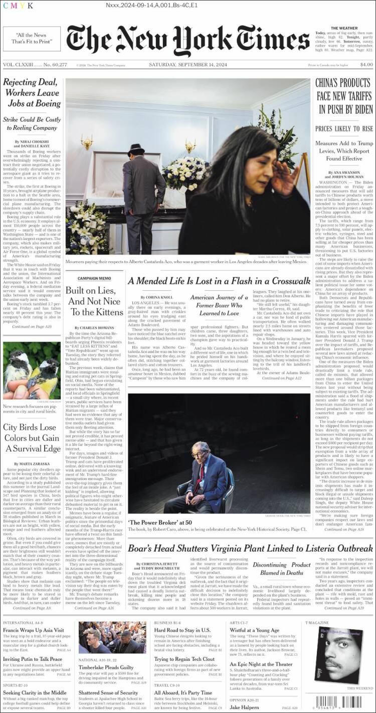 Portada de New York Times (USA)