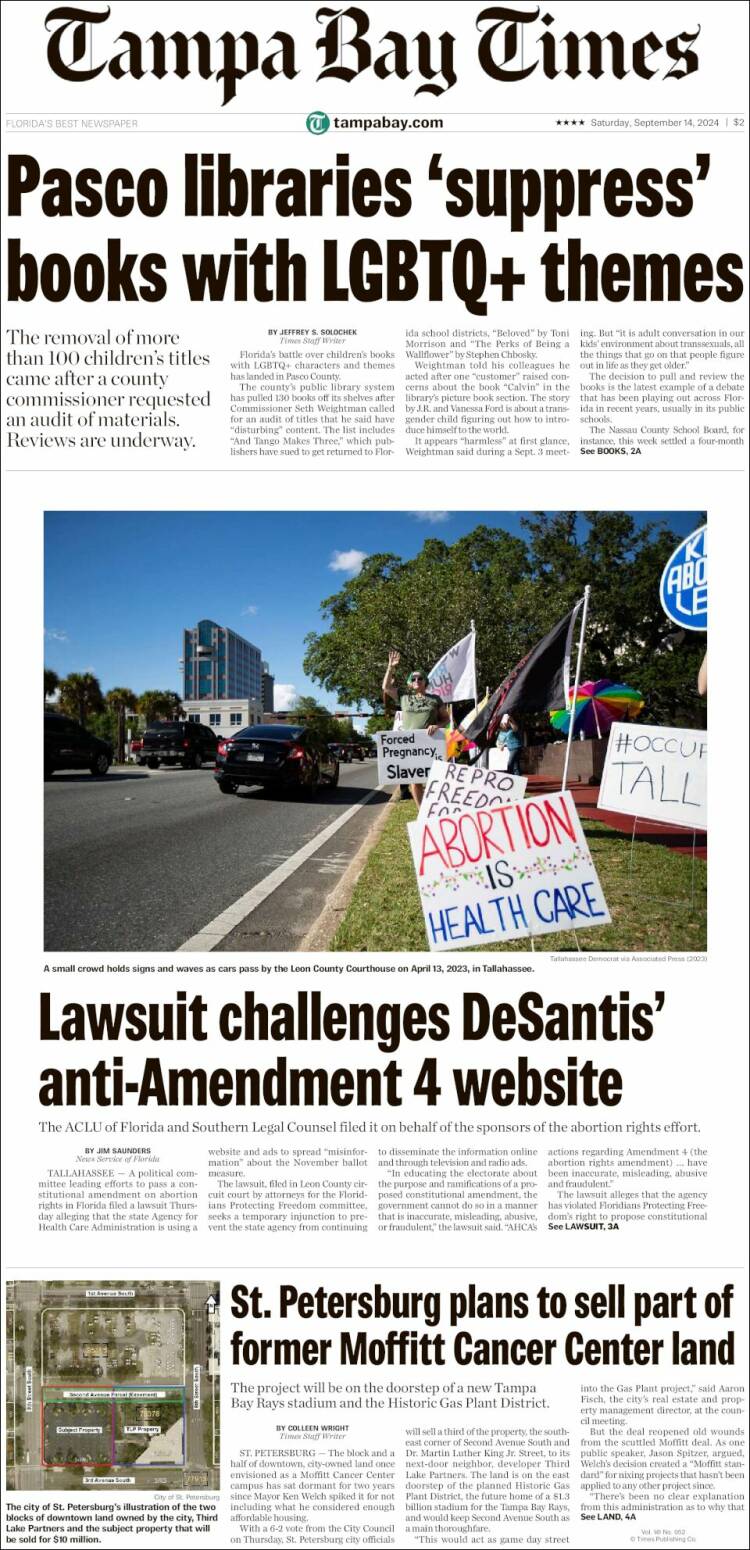 Portada de Tampa Bay Times (USA)