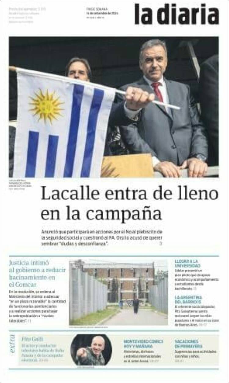 Portada de La Diaria (Uruguay)