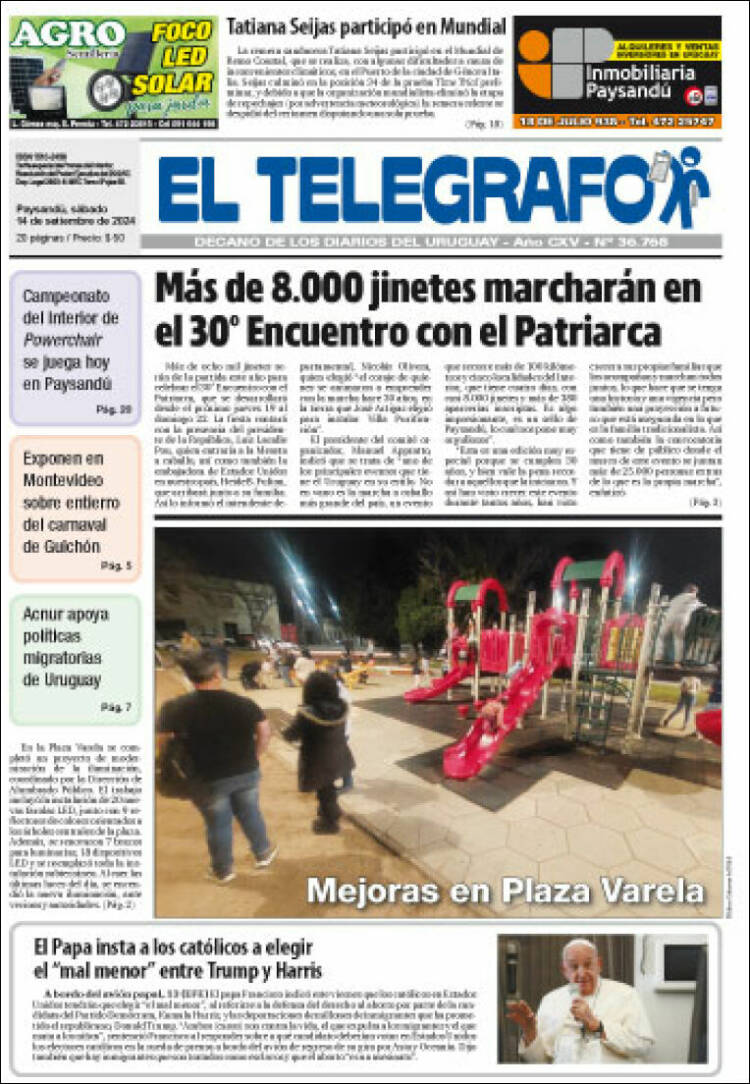 Portada de El Telégrafo (Uruguay)