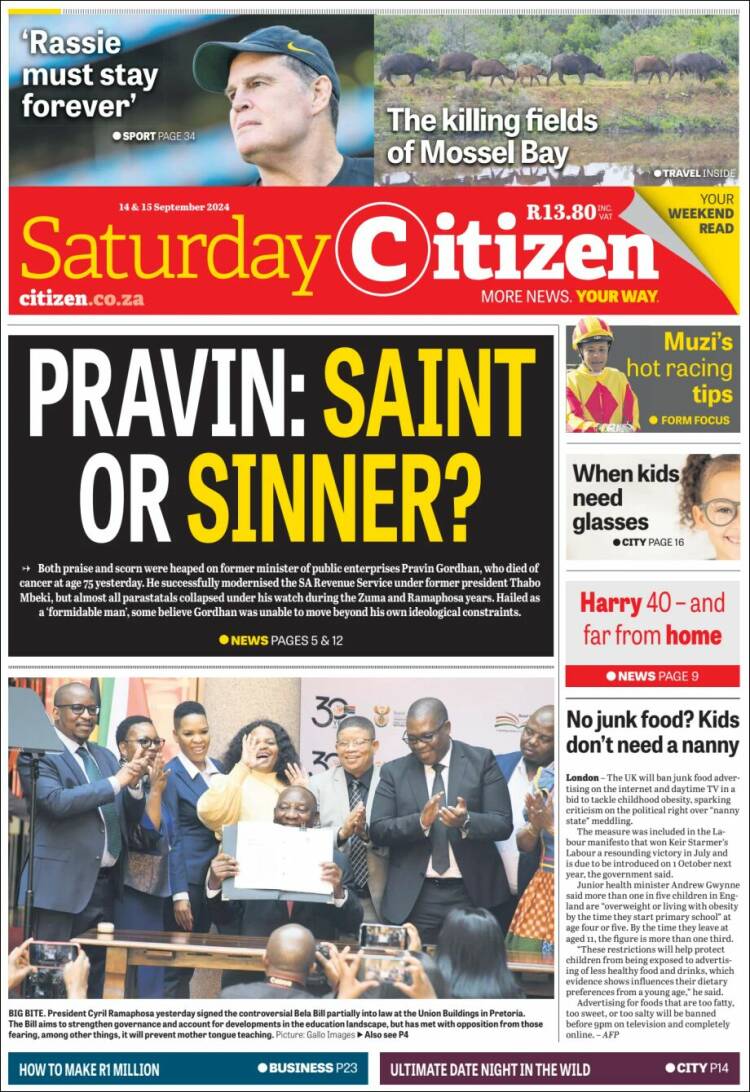 Portada de The Citizen (Sud&aacute;frica)