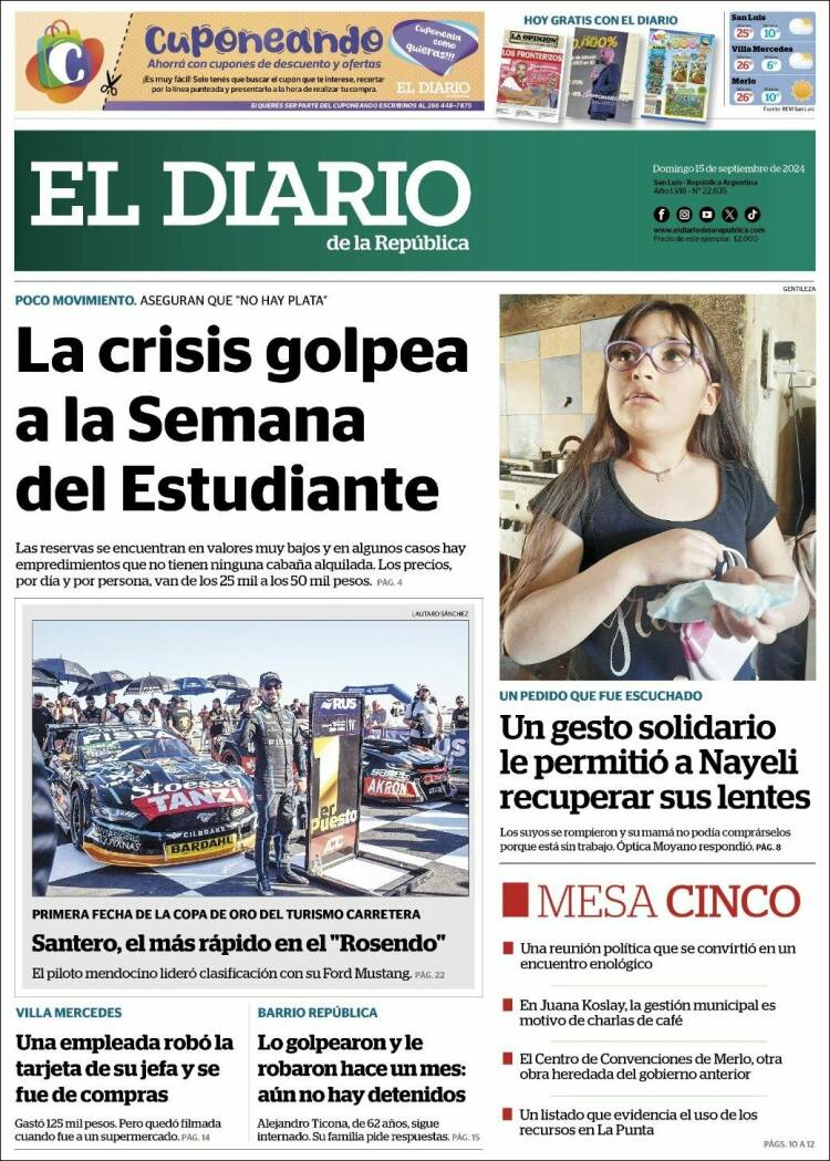 Portada de Diario de la República (Argentina)