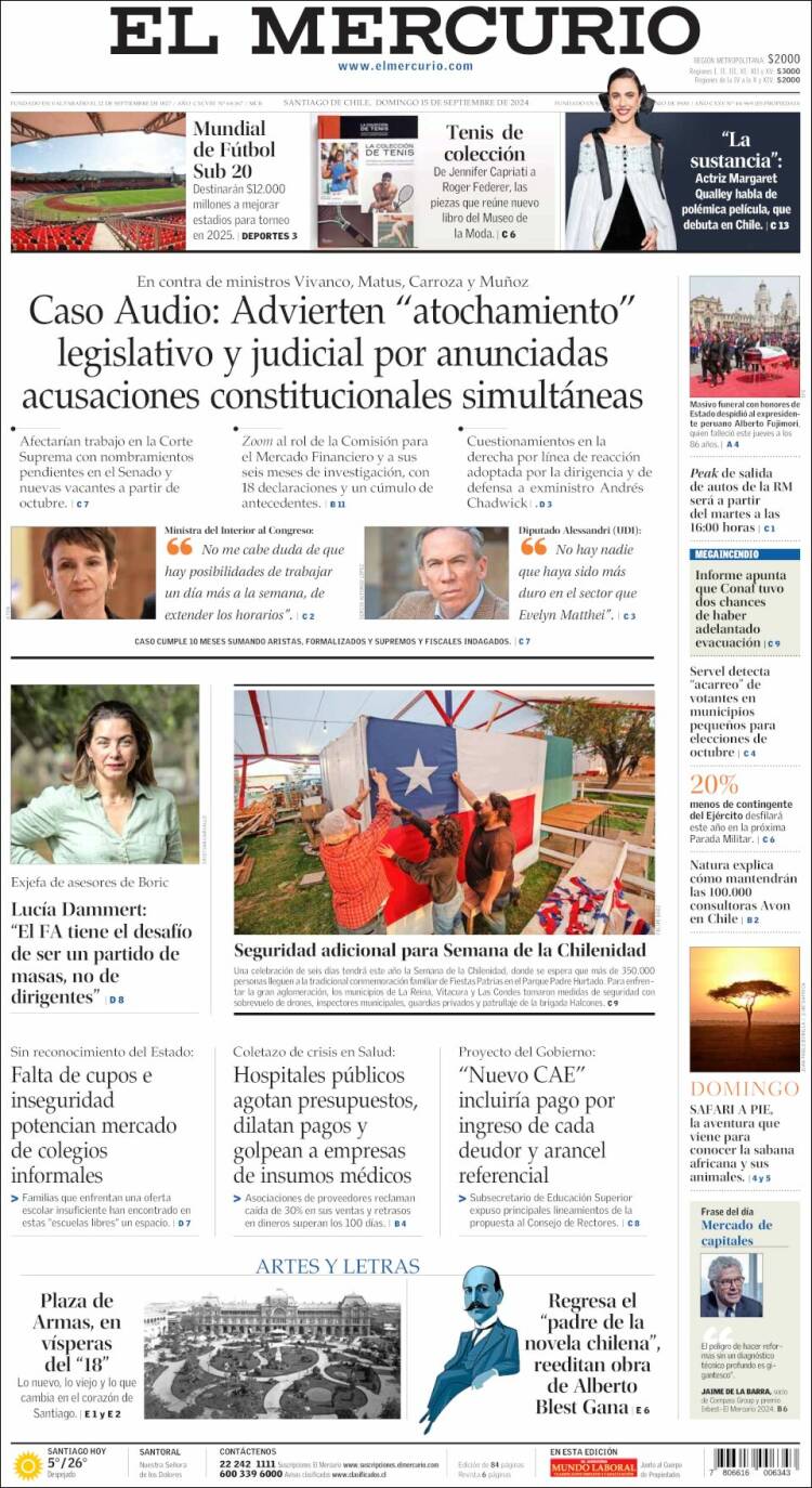 Portada de El Mercurio (Chile)