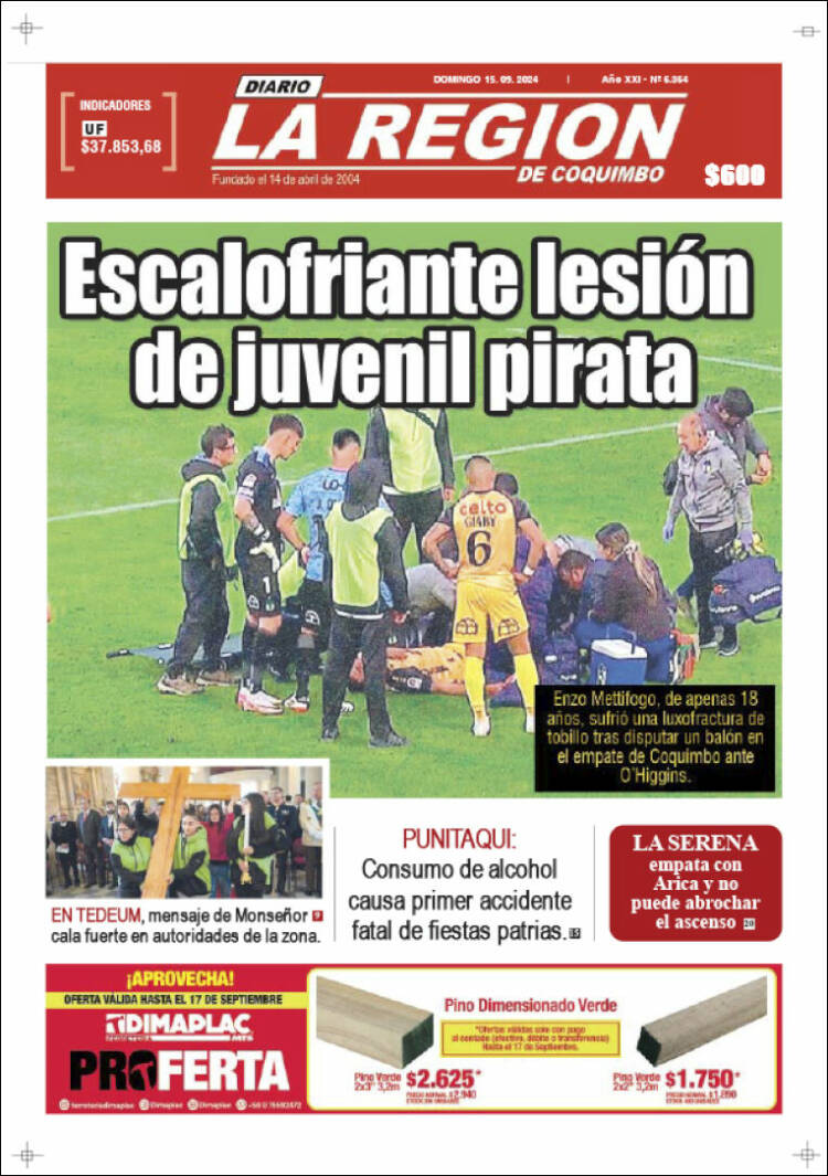 Portada de Diario La Región de Coquimbo (Chile)