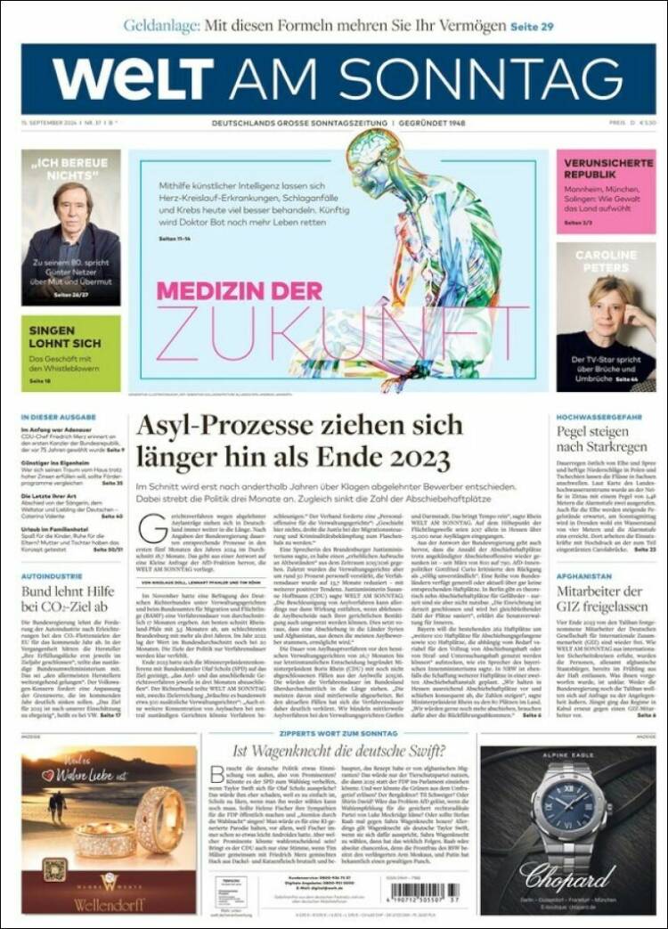 Portada de Die Welt (Alemania)