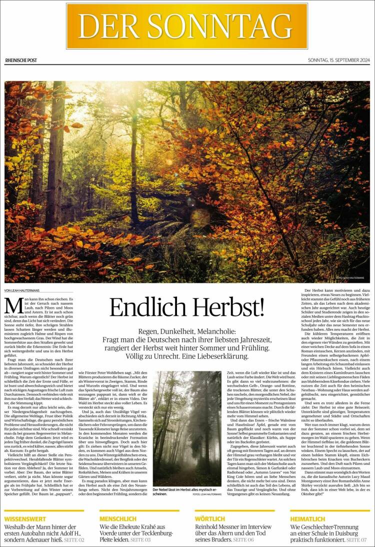 Portada de Rheinische Post (Alemania)