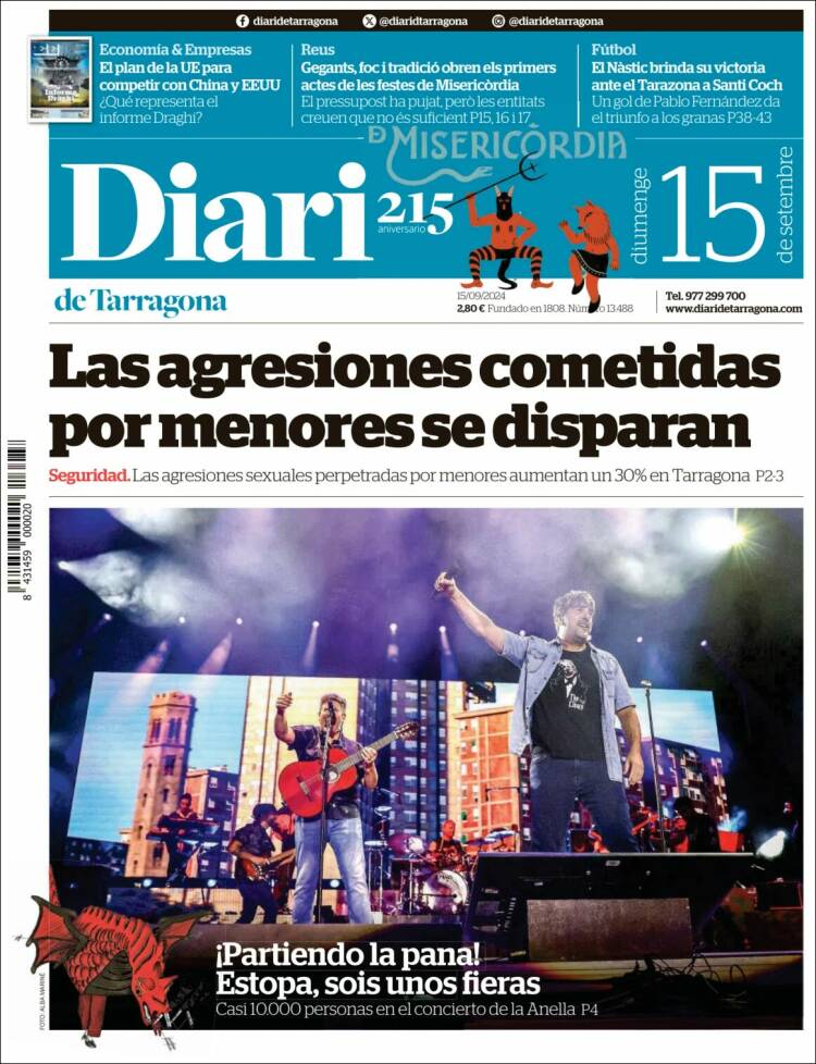 Portada de Diari de Tarragona (España)