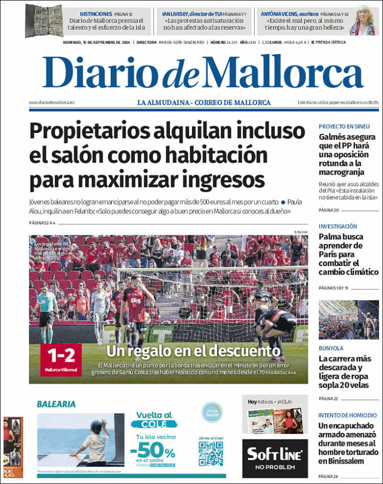 Portada de Diario de Mallorca (España)