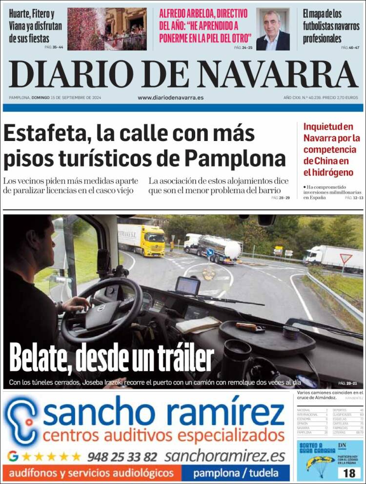 Portada de Diario de Navarra (España)